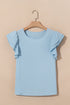 Elegant Round Neck Short Ruffle Sleeve Blouse