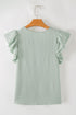 Elegant Round Neck Short Ruffle Sleeve Blouse