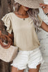 Elegant Round Neck Short Ruffle Sleeve Blouse