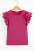 Elegant Ruffle Short Sleeve Round Neck Southern Charm Blouse Top