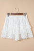 Elegant Ruffle Tiered Lace Elastic Waist Casual Shorts