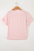Elegant Ruffle Trim Detail Short Sleeve Blouse