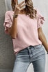 Elegant Ruffle Trim Detail Short Sleeve Blouse