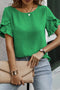 Elegant Ruffle Trim Detail Short Sleeve Blouse