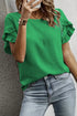 Elegant Ruffle Trim Detail Short Sleeve Blouse