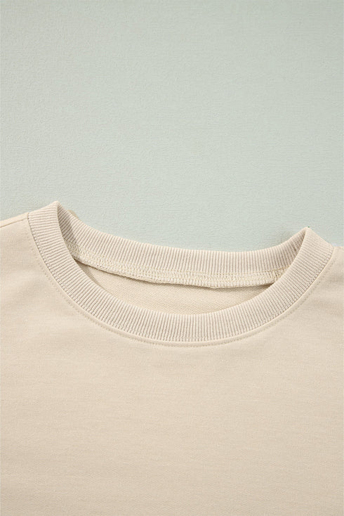 Elegant Ruffled Shoulder Long Sleeve Round Neck Blouse