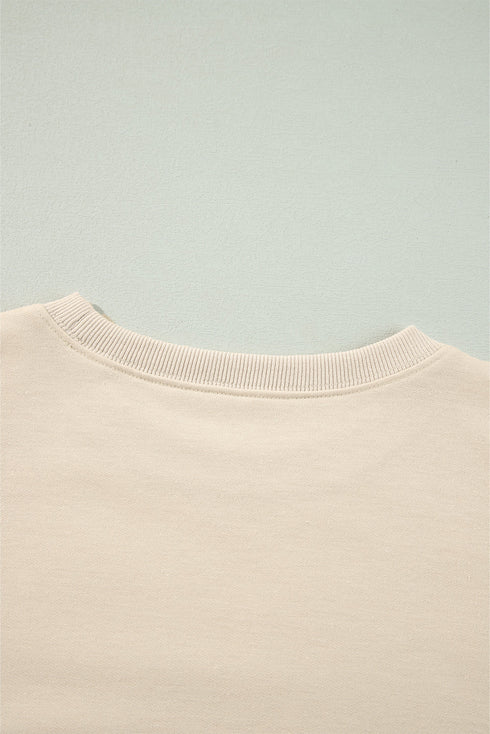 Elegant Ruffled Shoulder Long Sleeve Round Neck Blouse