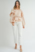Elegant Satin Ruffled Peplum Long Sleeve Tie Back Blouse