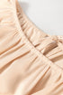 Elegant Satin Ruffled Peplum Long Sleeve Tie Back Blouse