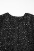 Elegant Sequin Bubble Sleeve V Neck Straight Mini Dress