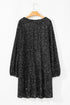 Elegant Sequin Bubble Sleeve V Neck Straight Mini Dress