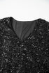 Elegant Sequin Bubble Sleeve V Neck Straight Mini Dress