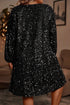 Elegant Sequin Bubble Sleeve V Neck Straight Mini Dress