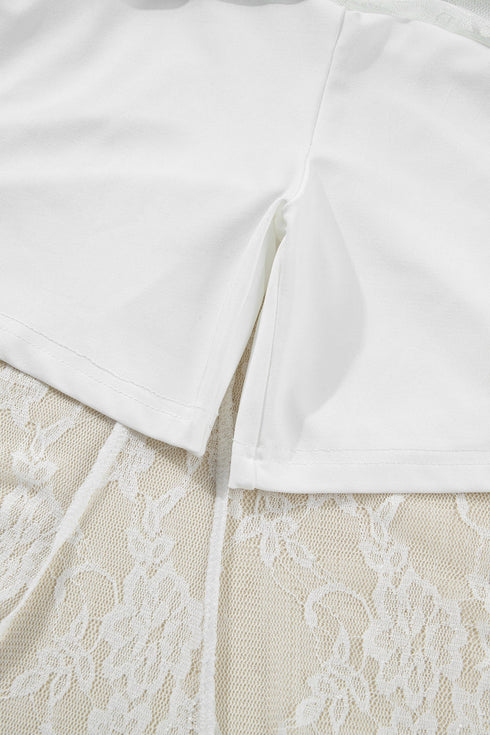 Elegant Sheer Floral Lace Flowy Maxi Skirt