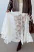 Elegant Sheer Floral Lace Flowy Maxi Skirt