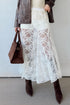 Elegant Sheer Floral Lace Flowy Maxi Skirt