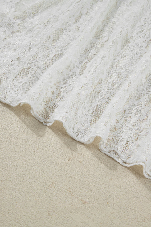 Elegant Sheer Floral Lace Flowy Maxi Skirt