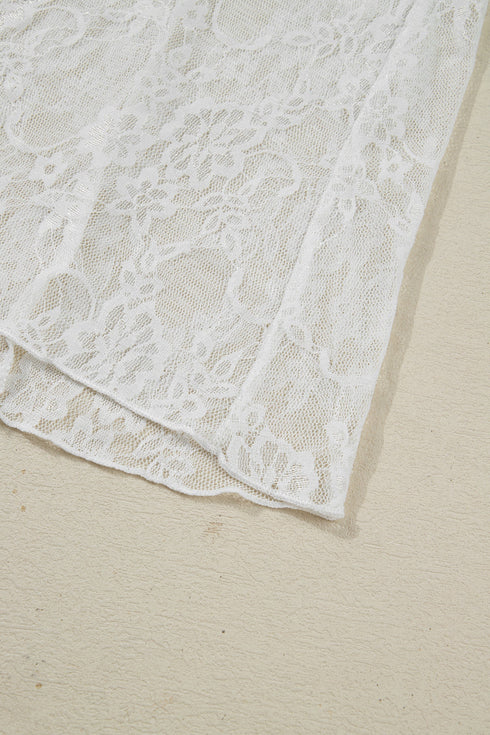 Elegant Sheer Floral Lace Flowy Maxi Skirt