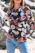 Elegant Sheer Floral Mesh Long Sleeve Mock Neck Top