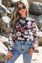 Elegant Sheer Floral Mesh Long Sleeve Mock Neck Top