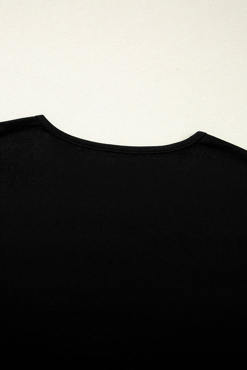 Elegant Sheer Floral Mesh Panel V Neck Loose Fit Plus Size Top