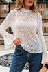Elegant Sheer Lace Bell Sleeve Mock Neck Blouse