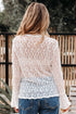 Elegant Sheer Lace Bell Sleeve Mock Neck Blouse