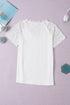 Elegant Sheer Lace Eyelet Embroidered Short Sleeve Top