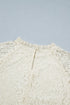 Elegant Sheer Lace Long Sleeve Ruffle Trim Blouse