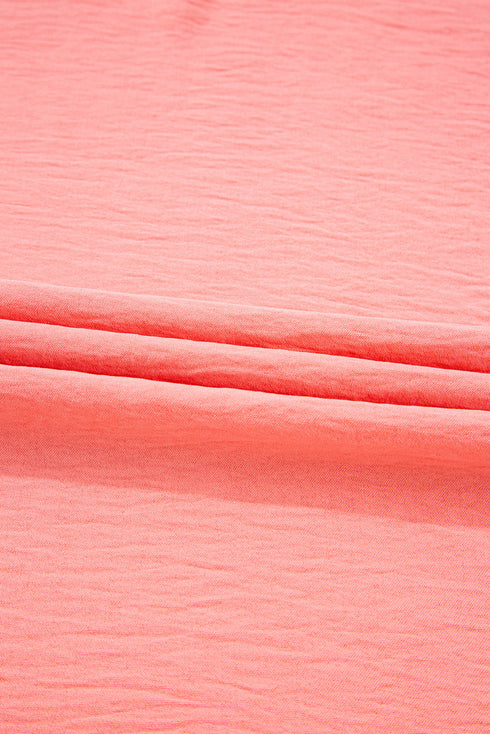 Elegant Shirred Cuff Half Sleeve Textured Plus Size Top