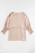 Elegant Shirred Mock Neck Dolman Sleeve Satin Blouse