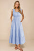 Elegant Smocked Square Neck Pleated Sleeveless Midi Dress