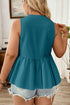 Elegant Solid Bow Tie Peplum Plus Size Tank Top