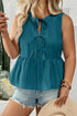 Elegant Solid Bow Tie Peplum Plus Size Tank Top