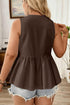 Elegant Solid Bow Tie Peplum Plus Size Tank Top