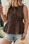 Elegant Solid Bow Tie Peplum Plus Size Tank Top