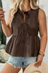 Elegant Solid Bow Tie Peplum Plus Size Tank Top