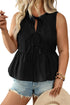 Elegant Solid Bow Tie Peplum Plus Size Tank Top