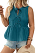 Elegant Solid Bow Tie Peplum Plus Size Tank Top