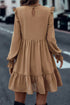 Elegant Solid Frilled Collar Ruffled Tiered Mini Dress