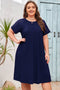 Elegant Solid Lace Short Sleeve Pleated Swing Mini Dress