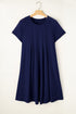 Elegant Solid Lace Short Sleeve Pleated Swing Mini Dress