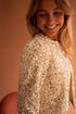 Elegant Solid Sequined Open Front Cropped Jacket