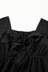 Elegant Solid Short Sleeve Lace Up High Waist Midi Dress