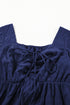 Elegant Solid Short Sleeve Lace Up High Waist Midi Dress