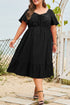 Elegant Solid Short Sleeve Lace Up High Waist Midi Dress