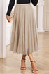 Elegant Solid Tulle Mesh Overlay Flared Midi Skirt