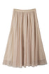 Elegant Solid Tulle Mesh Overlay Flared Midi Skirt