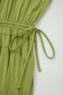 Elegant Solid V Neck Cap Sleeve Elastic Waist Maxi Dress