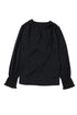 Elegant Surplice Neckline Shirred Cuff Woven Blouse